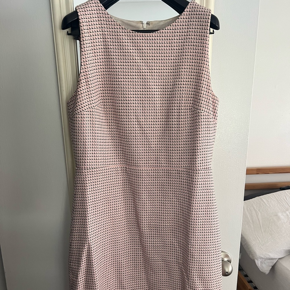 LOFT Pink and White Sleeveless Sheath Midi Dress